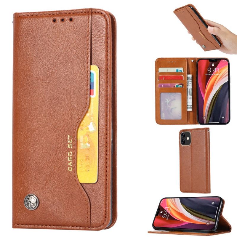 Folio-fodral iPhone 12 Mini Svart Korthållare I Konstläder