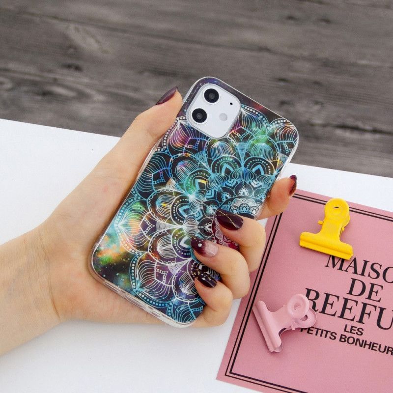 Skal för iPhone 12 Mini Svart Fluorescerande Blommaserie