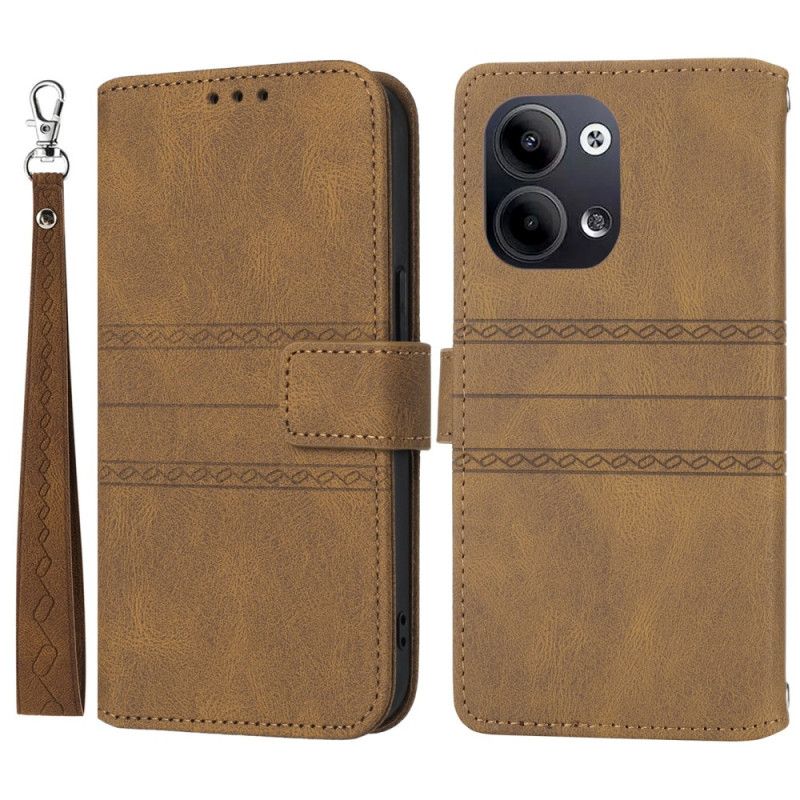 Läderfodral Oppo Reno 13 5g Telefonfodral Dubbelfris Med Rem