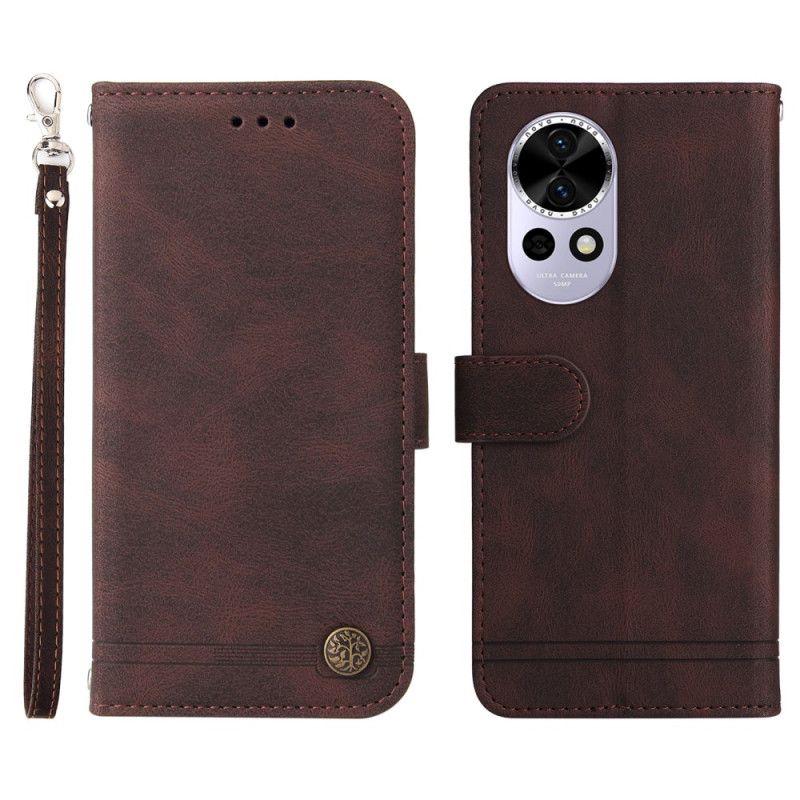 Läderskal Fodral Huawei Nova 13 Vintage Nit Och Rem