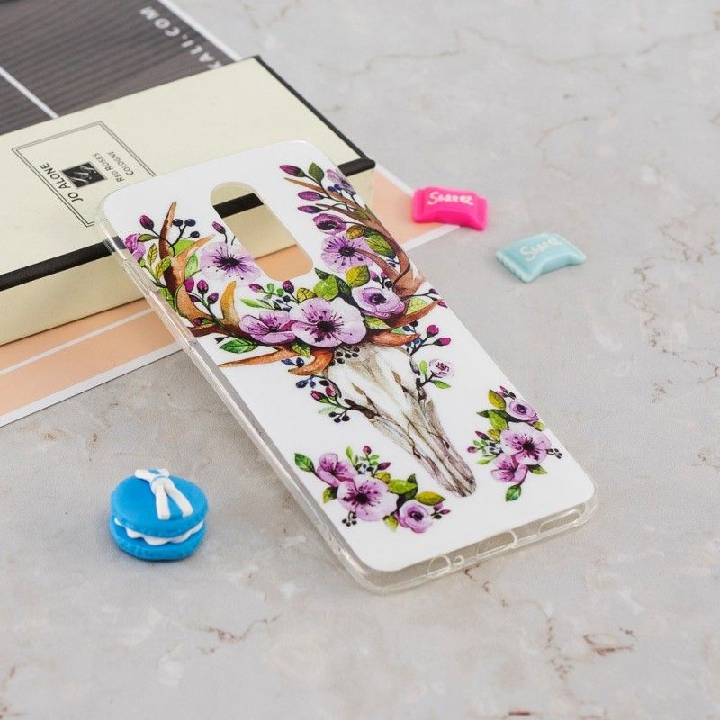 Skal för OnePlus 6 Fluorescerande Blommig Älg