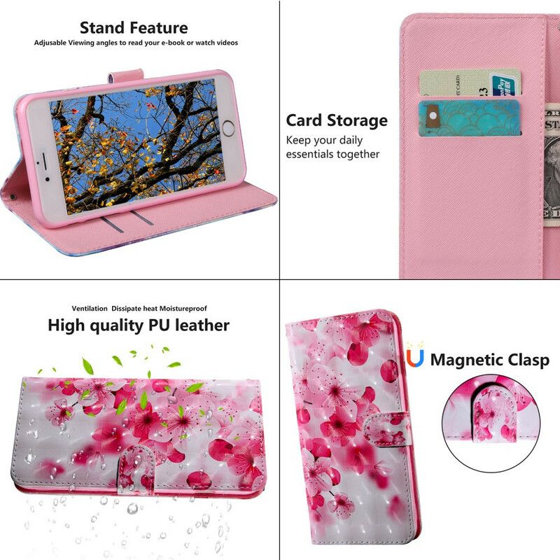 Läderfodral Oneplus Nord Ce 5g Telefonfodral Rosa Blommor