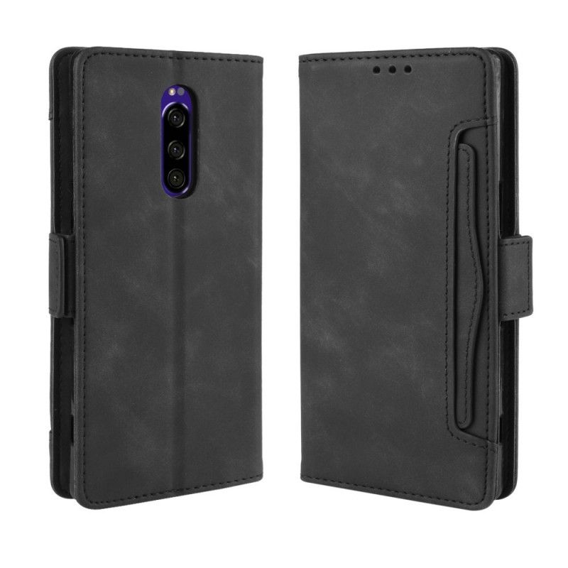 Läderfodral Sony Xperia 1 Svart Mobilskal Förstklassigt Multikort