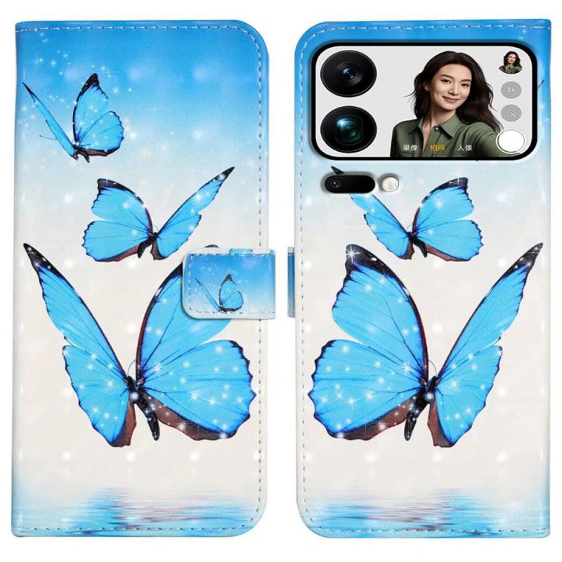 Läderfodral Xiaomi 17 Pro Max Telefonfodral Tre Fjärilar