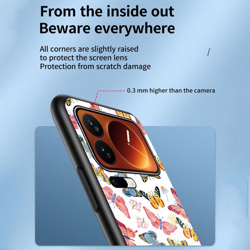 Skal Xiaomi 17 Pro Max Fjärilsmönster I Härdat Glas