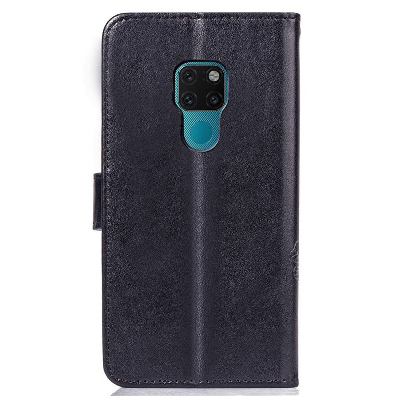 Läderskal Huawei Mate 20 Svart Blommigtryckt Hattprins