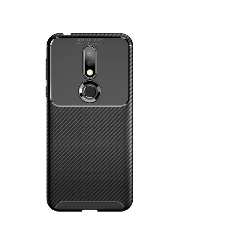 Skal för Nokia 7.1 Svart Flexibel Kolfiberstruktur