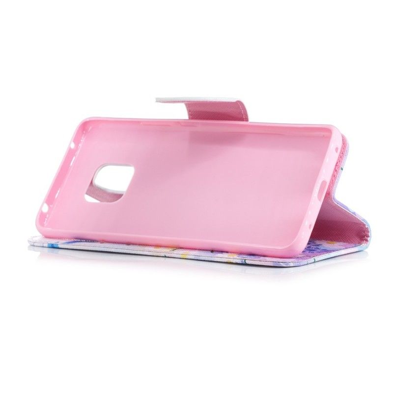 Fodral för Huawei Mate 20 Pro Magenta Målade Fjärilar Och Blommor