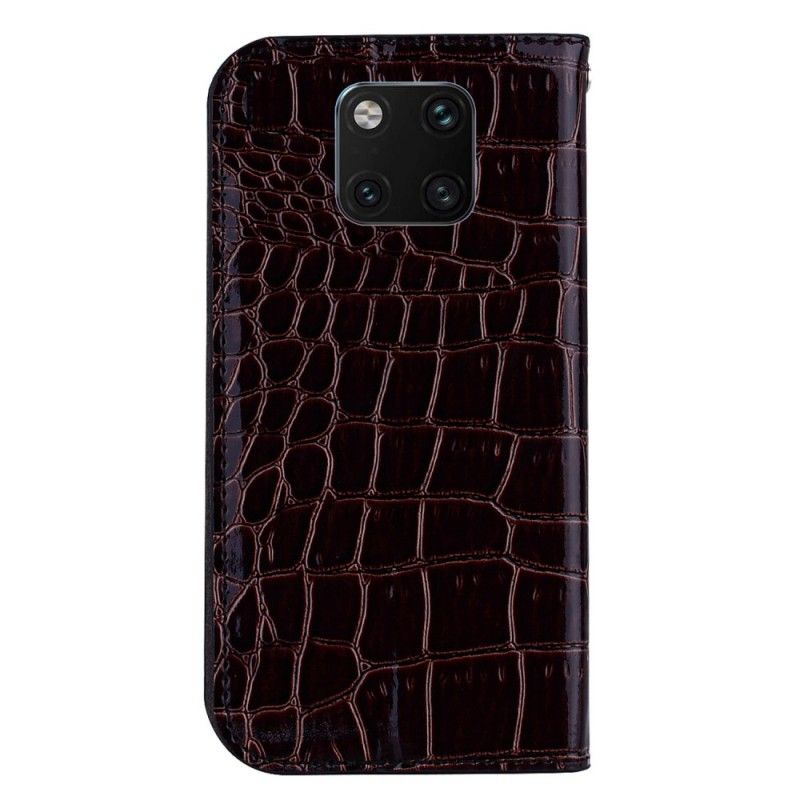 Folio-fodral för Huawei Mate 20 Pro Svart Krokodilhudeffekt Och Paljetter