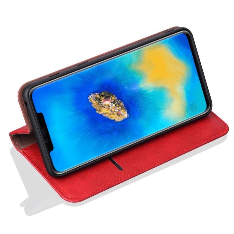 Folio-fodral för Huawei Mate 20 Pro Svart Sydd Lädereffekt