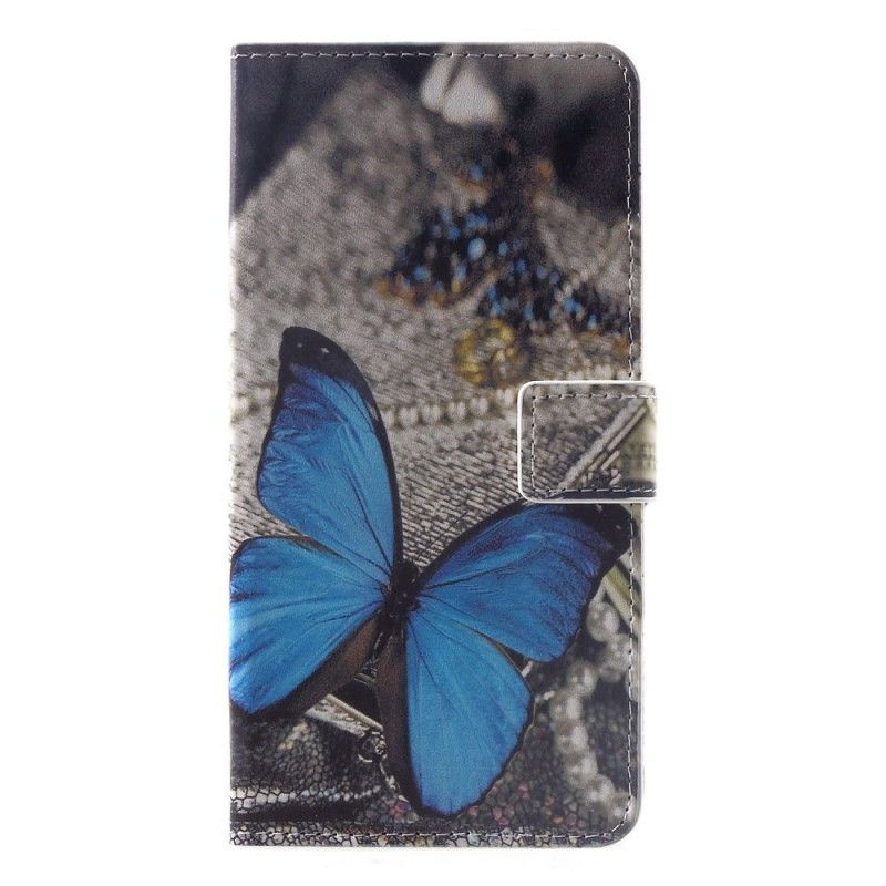 Läderfodral Huawei Mate 20 Pro Mobilskal Blå Fjäril