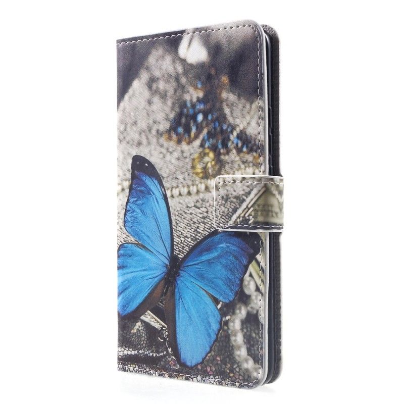 Läderfodral Huawei Mate 20 Pro Mobilskal Blå Fjäril