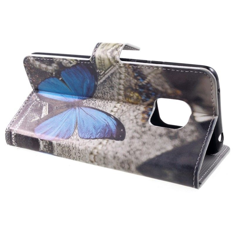 Läderfodral Huawei Mate 20 Pro Mobilskal Blå Fjäril