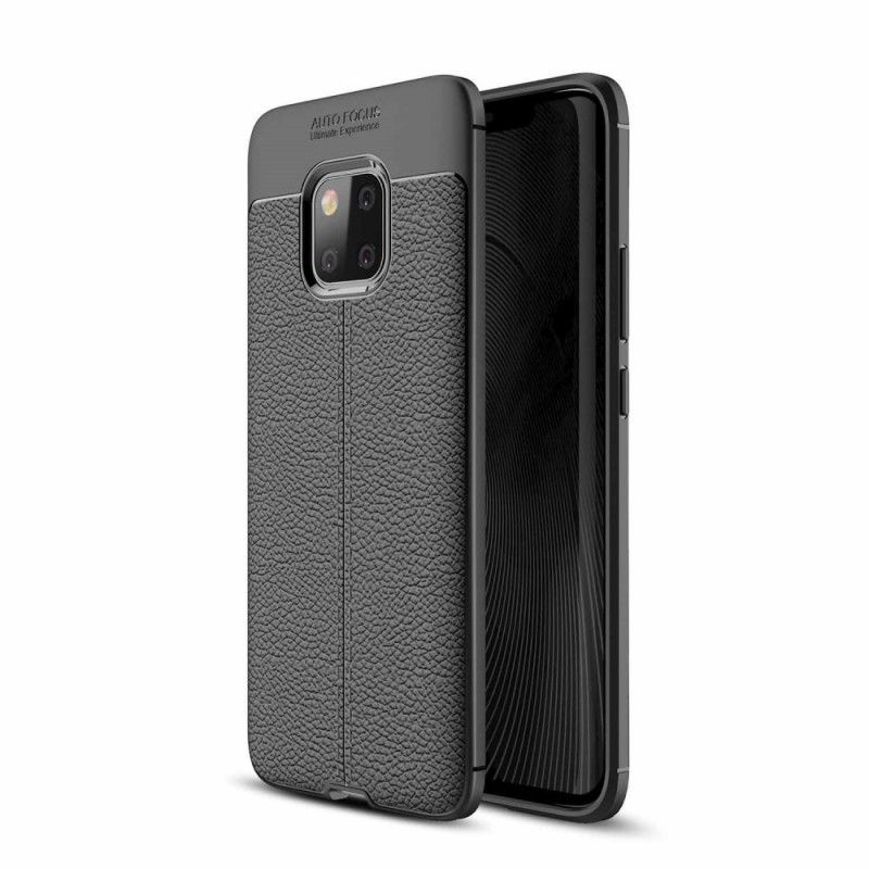 Skal Huawei Mate 20 Pro Svart Dubbel Linje Lychee Läder Effekt