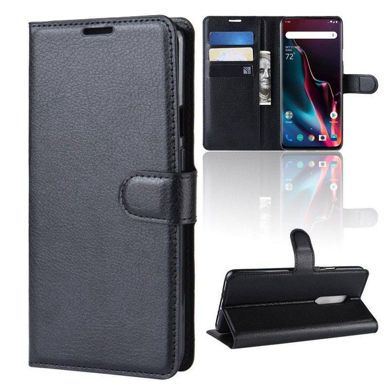 Fodral OnePlus 7 Pro Svart Retro Litchi