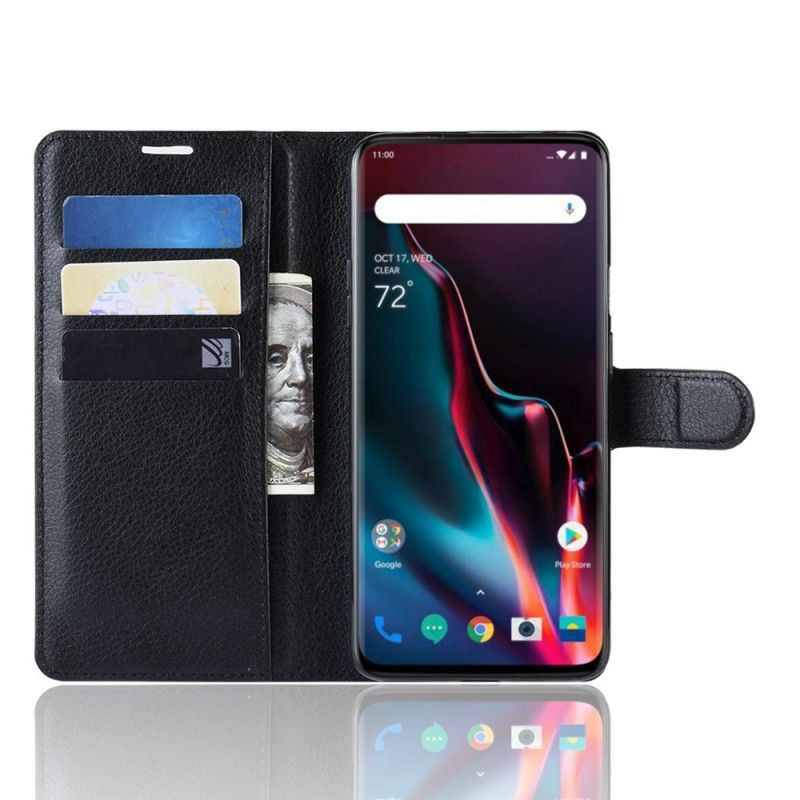 Fodral OnePlus 7 Pro Svart Retro Litchi