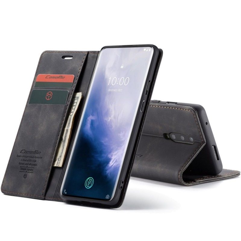 Folio-fodral OnePlus 7 Pro Svart Imiterat Läderfodral