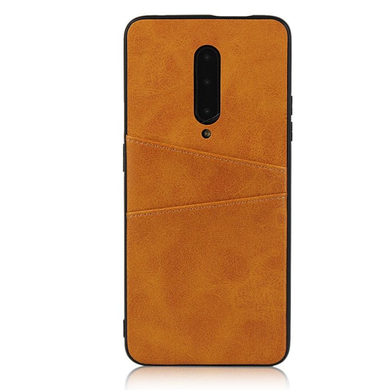 Skal för OnePlus 7 Pro Röd Läderstruktur Dubbel Korthållare