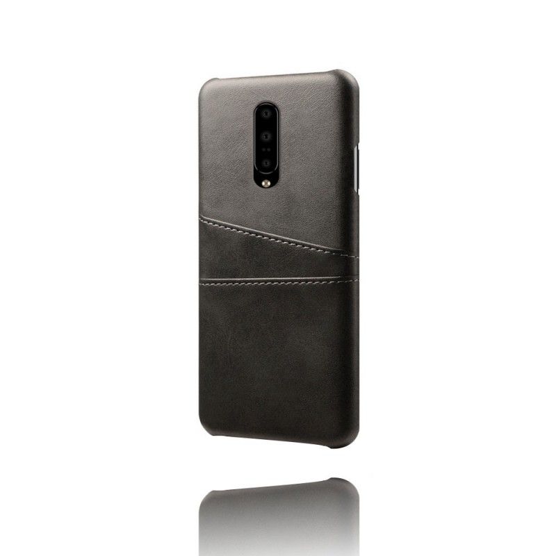 Skal för OnePlus 7 Pro Svart Korthållare I Lädereffekt