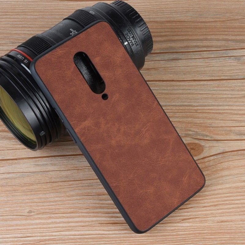Skal OnePlus 7 Pro Svart Lädereffekt I Vintage Look