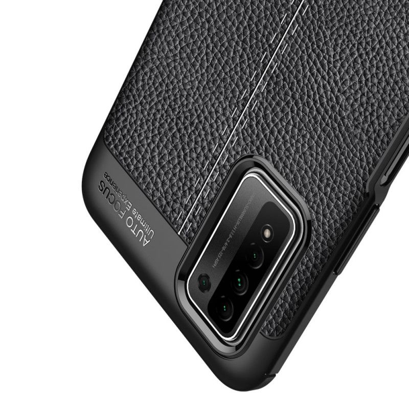 Skal för Honor 10X Lite Svart Lychéläder Med Dubbla Linjer