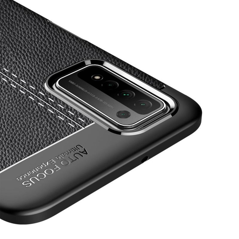 Skal för Honor 10X Lite Svart Lychéläder Med Dubbla Linjer