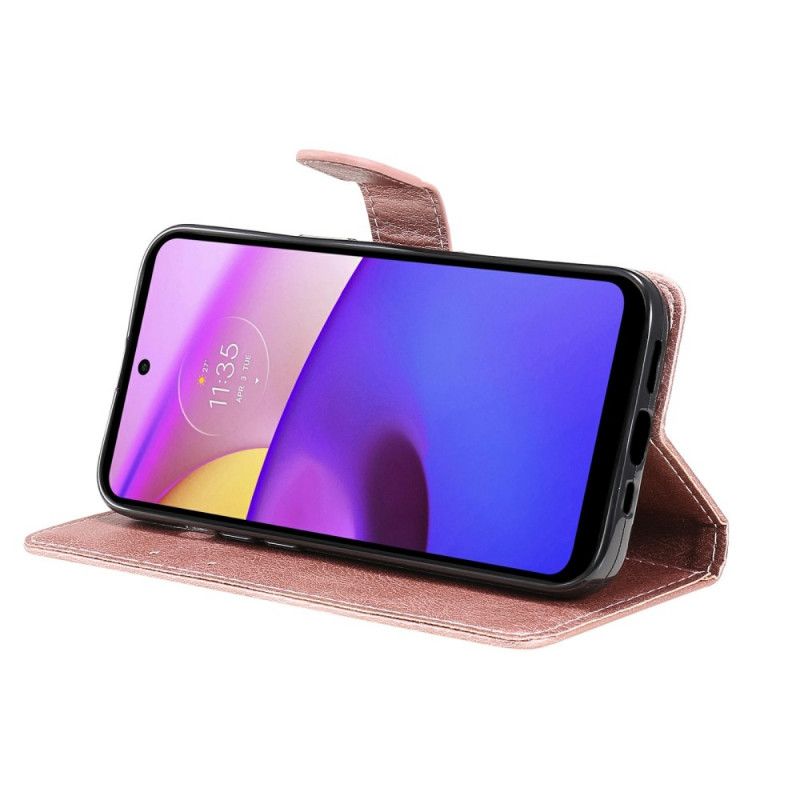 Läderfodral Moto E20 / E30 / E40 Telefonfodral Lädereffektrem