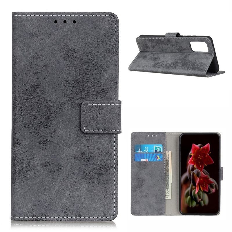 Läderfodral OnePlus 9 Pro Grå Mobilskal Vintage Konstläder