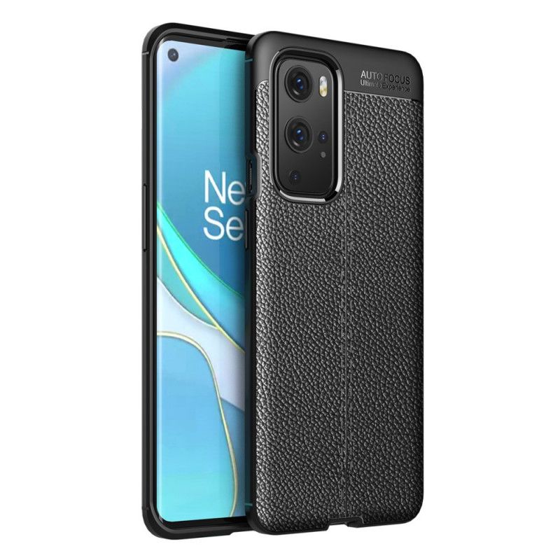 Skal för OnePlus 9 Pro Svart Dubbel Linjelychee-Effekt