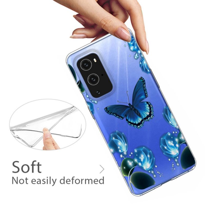 Skal OnePlus 9 Pro Mörkblå Lyxfjäril