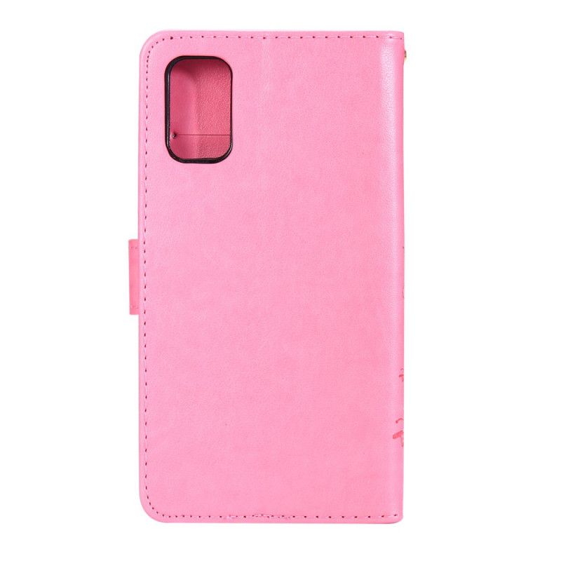 Fodral Samsung Galaxy A41 Svart Fjärilar Och Blommor