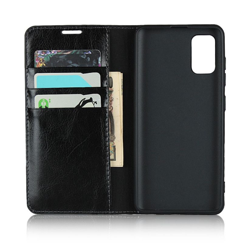 Folio-fodral Samsung Galaxy A41 Svart Äkta Läder