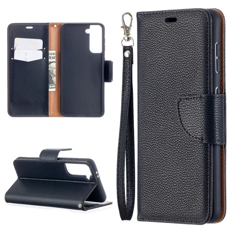 Fodral Samsung Galaxy S21 5G Svart Litchi Sned Flik