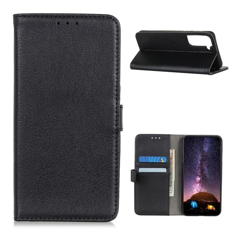 Fodral Samsung Galaxy S21 5G Svart Traditionellt Litchi