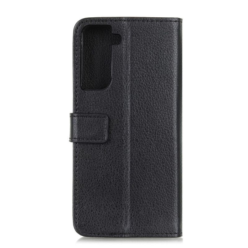 Fodral Samsung Galaxy S21 5G Svart Traditionellt Litchi