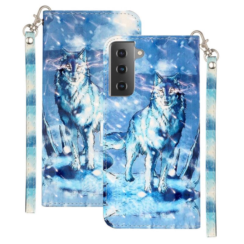 Fodral Samsung Galaxy S21 5G Vargs Ljusfläckar Med Rem