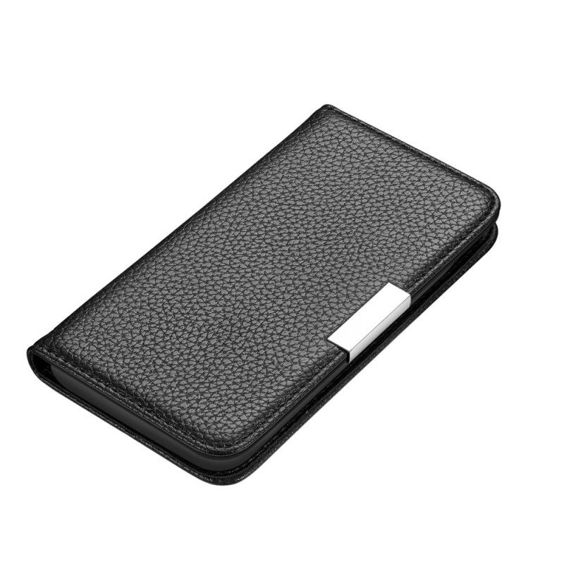 Folio-fodral för Samsung Galaxy S21 5G Svart Ultra Chic Lychee Imitationsläder