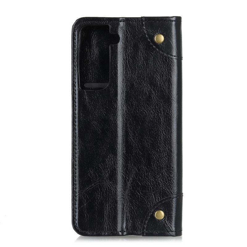 Folio-fodral Samsung Galaxy S21 5G Svart Nappaläderstil