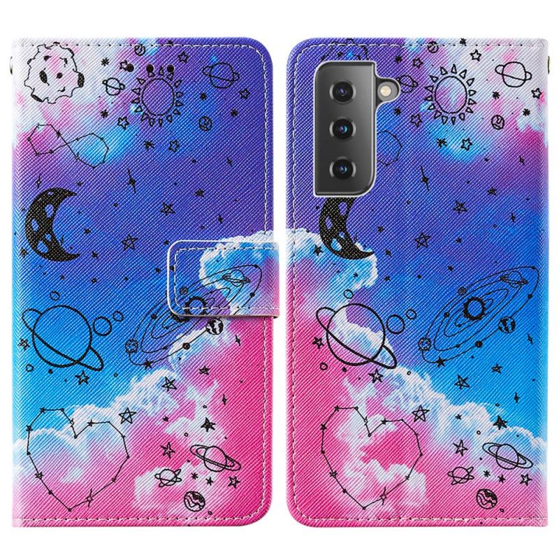 Läderfodral Samsung Galaxy S21 5G Mobilskal Galax I Molnen