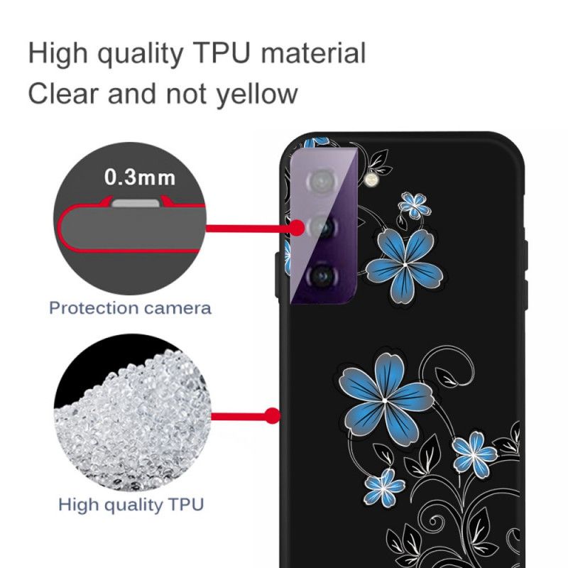 Skal för Samsung Galaxy S21 5G Mörkblå Blå Blommor