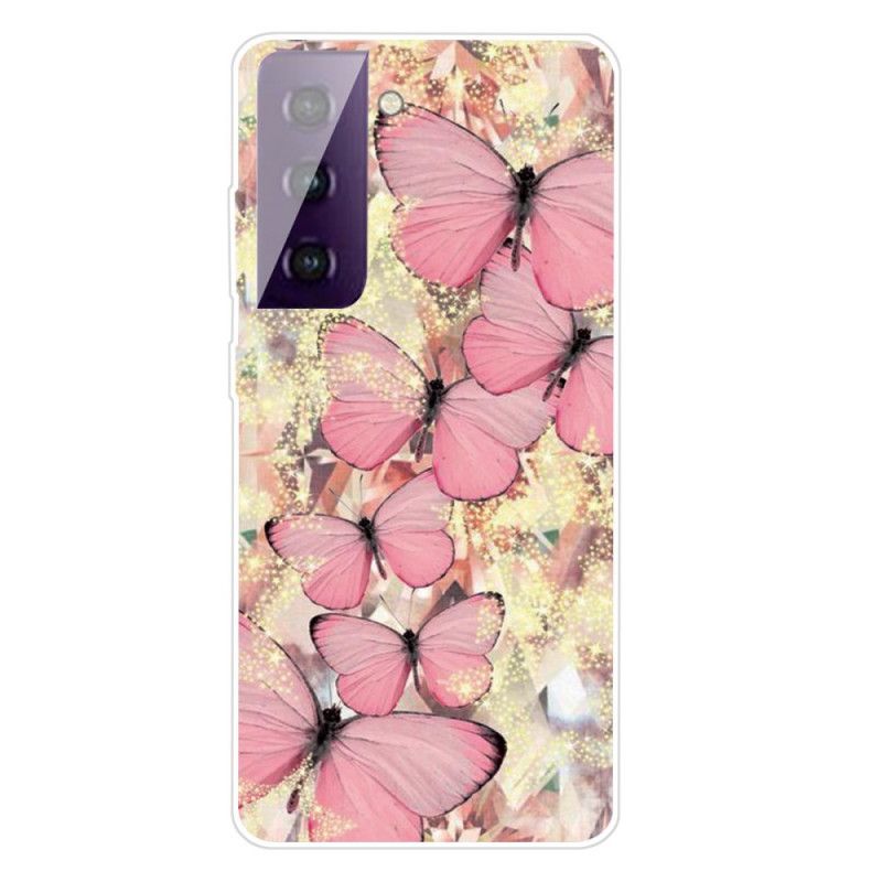 Skal för Samsung Galaxy S21 5G Rosa Vackra Fjärilar