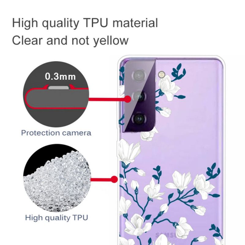 Skal för Samsung Galaxy S21 5G Vita Blommor