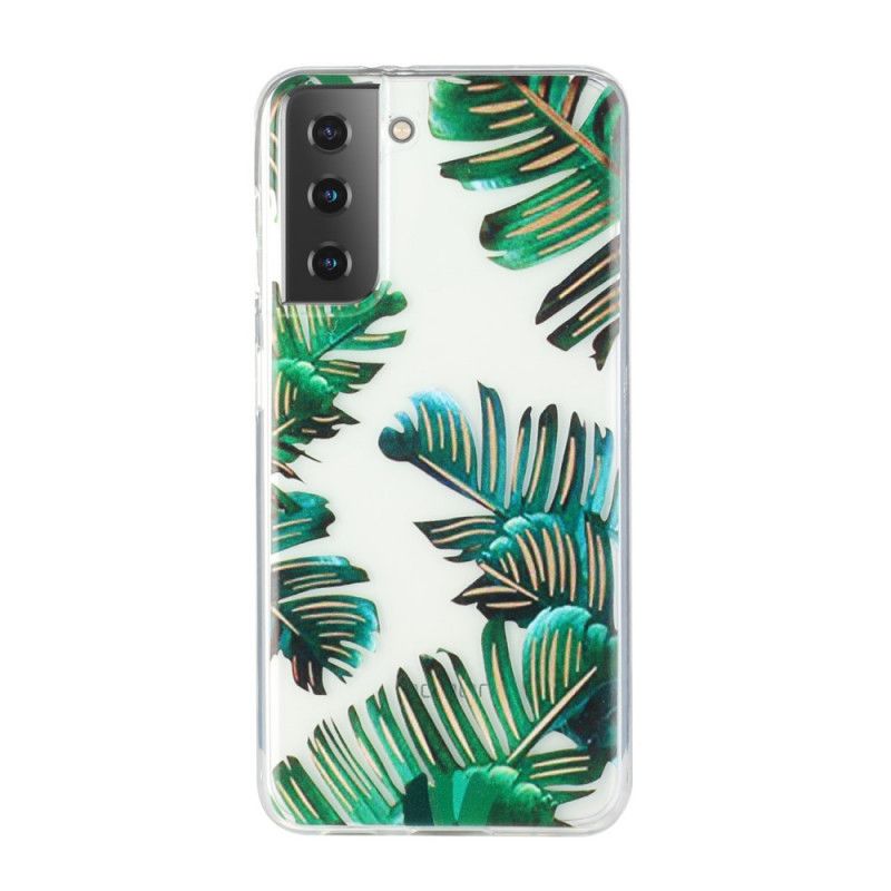 Skal Samsung Galaxy S21 5G Genomskinliga Gröna Blad