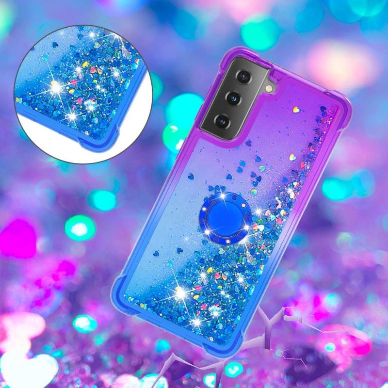 Skal Samsung Galaxy S21 5G Magenta Ringhållare Paljetter