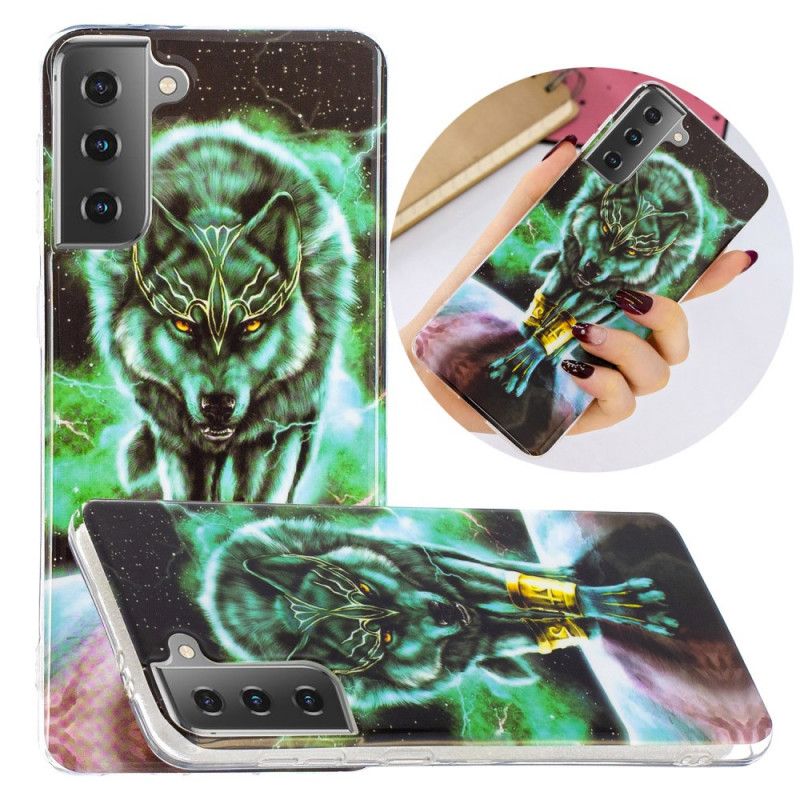 Skal Samsung Galaxy S21 5G Svart Fluorescerande Vargserie
