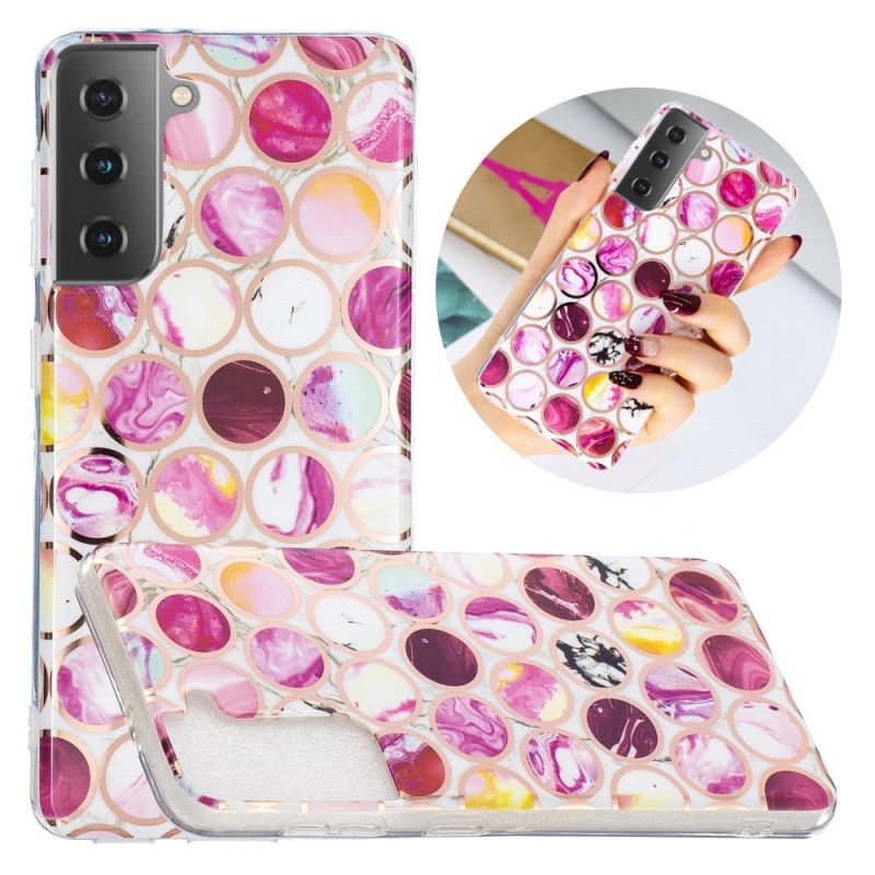 Skal Samsung Galaxy S21 5G Svart Mobilskal Geometrisk Marmor