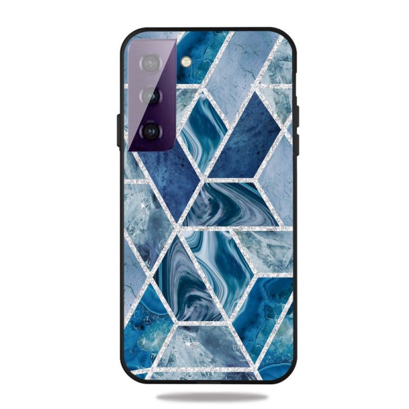 Skal Samsung Galaxy S21 5G Vit Glitter I Marmor