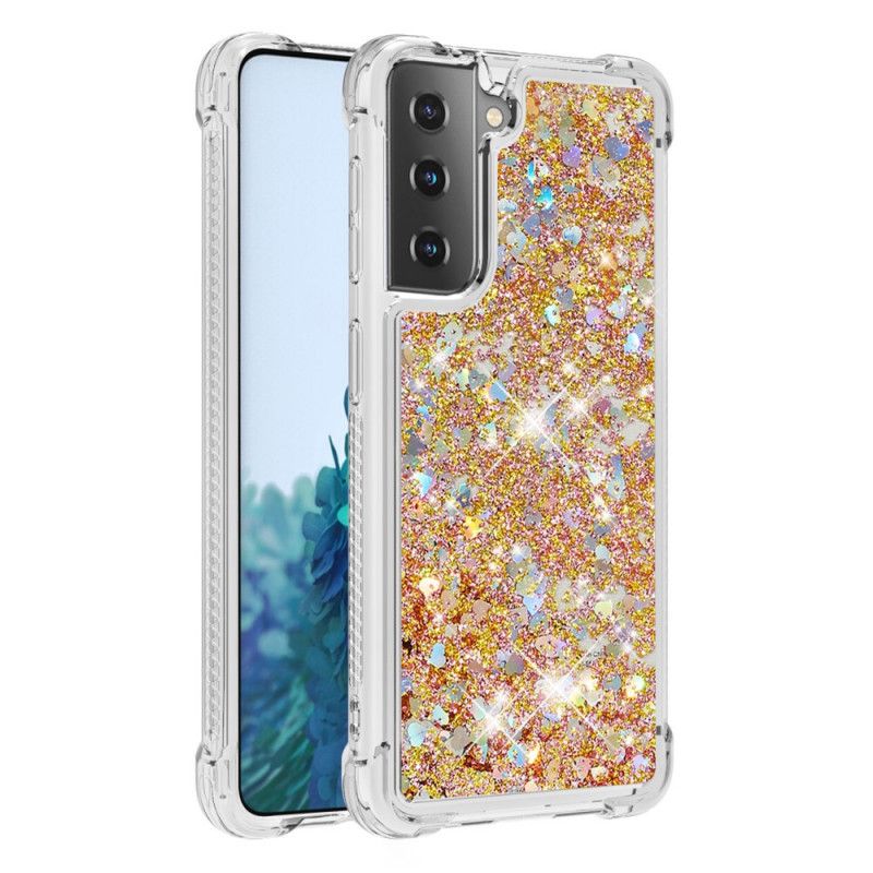 Skal Samsung Galaxy S21 5G Vit Lustglitter