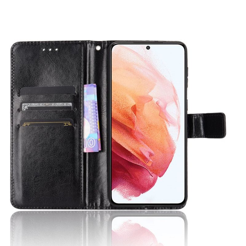Skyddsfodral Samsung Galaxy S21 5G Svart Flashigt Konstläder