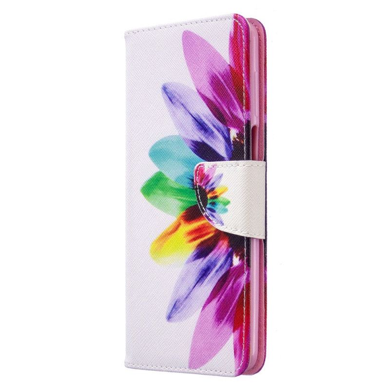 Läderfodral Xiaomi Redmi Note 9S / Note 9 Pro Mobilskal Akvarellblomma
